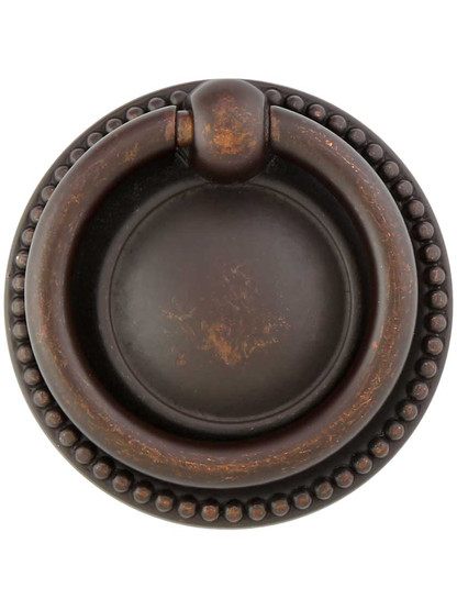 Beaded Round Single-Post Pull - 1.97 inch Diameter in Oil Rubbed Bronze.